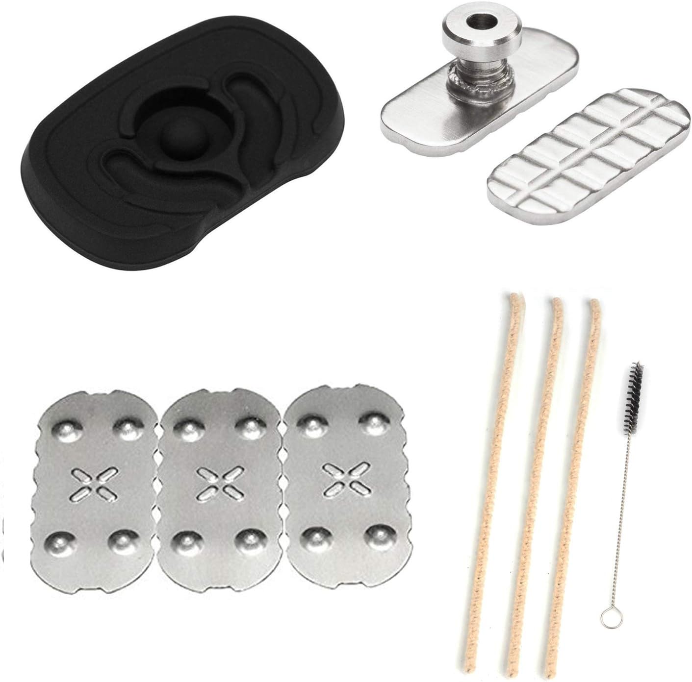 [3 Pack] Screens for Px 2 Px 3,Black Flat Mouthpiece, Adjustable Sandwich Pusher and 3D Bottom Screen Compatible with px 2 & px 3, [3+1] Pipe Cleaners Hard Bristle and Black Brush for Cleaning