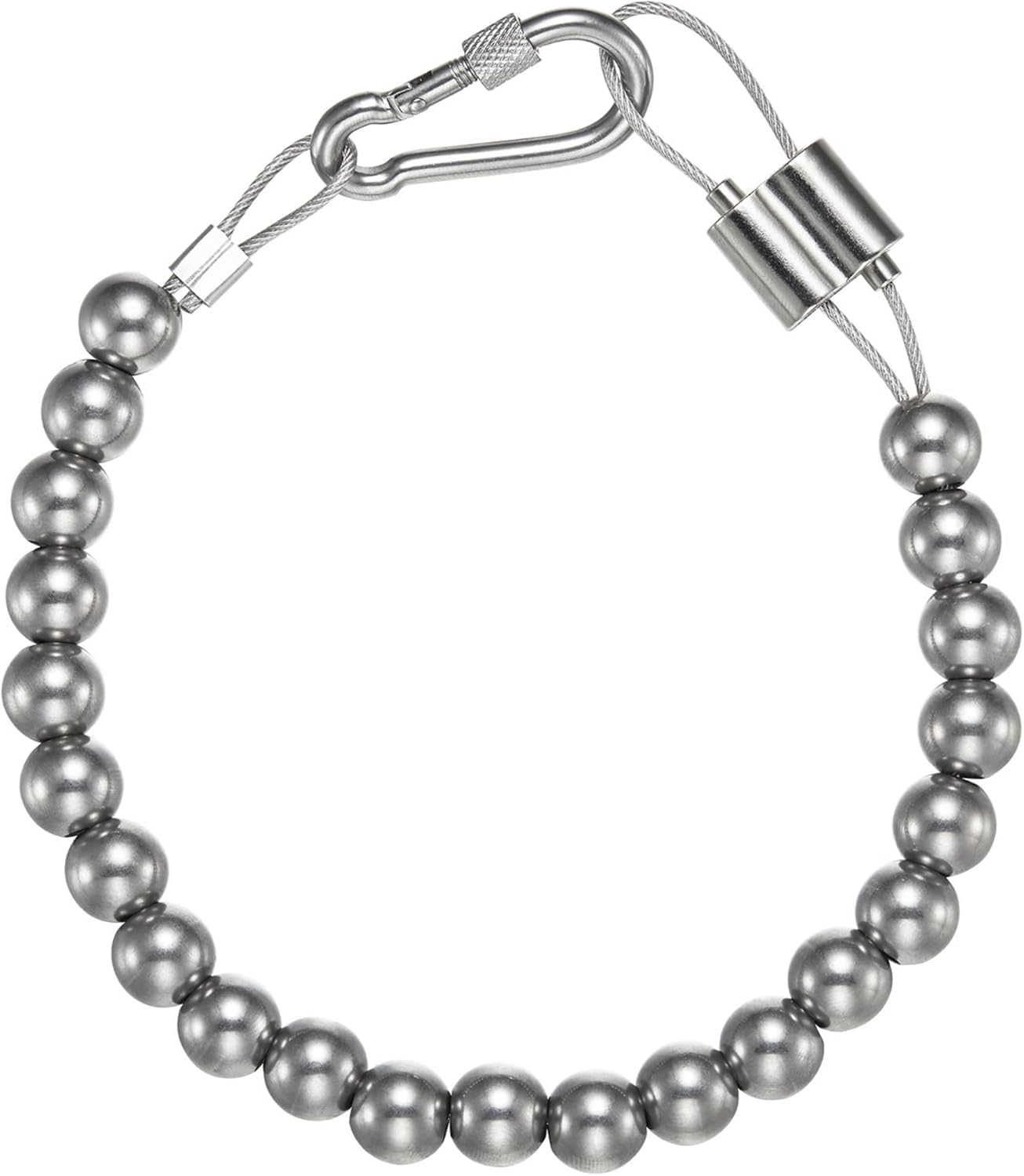 Flag Pole Beaded Retainer Ring, Adjust Length 304 Stainless Steel FlagPole Weights for Bottom Retainer Rings to Keep Flag Close to Pole for Internal External Halyard (2pcs)