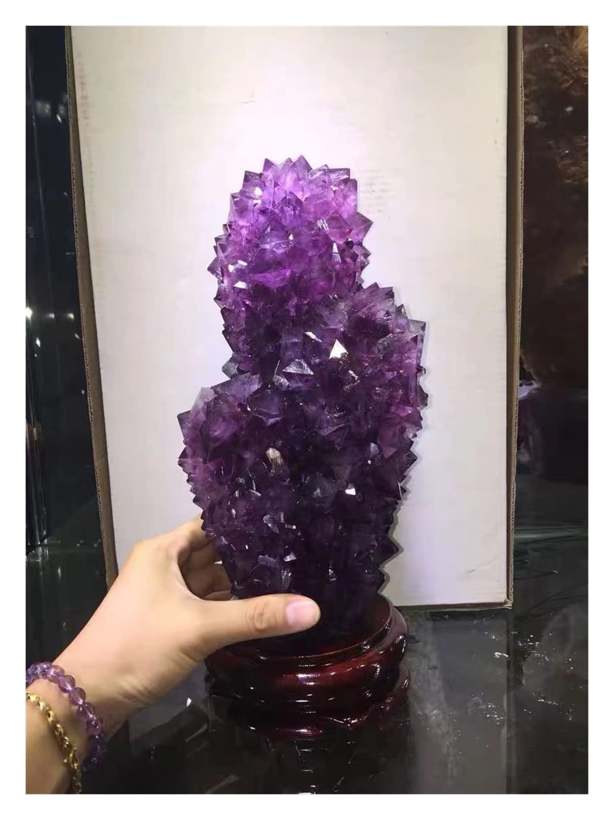 Cristal Natural áspero Bastante púrpura alumbre Puntiagudo racimo Gigante fengshui Piedra decoración del hogar
