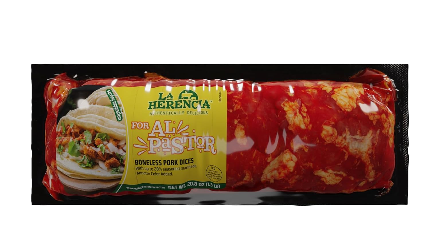 La Herencia, Pork Dices, Boneless, Al Pastor, 1.3 lb