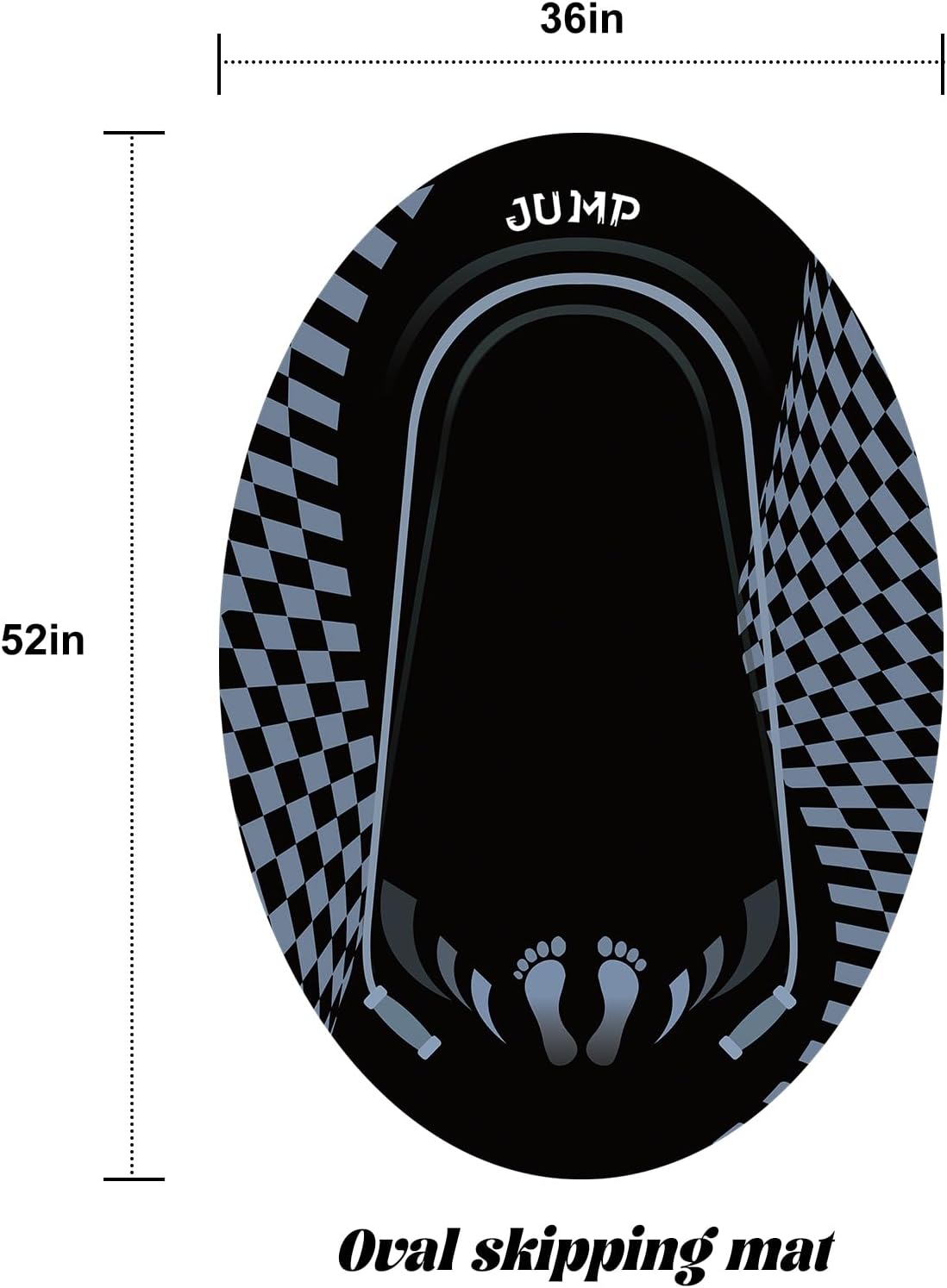 Jump Rope Mat Outdoor Indoor, Oval 52'' x 36'' Non-slip Fitness Exercise Mat, 5mm Shock Absorption Extra Thick Design, Suitable for Home Gym Floor, Concrete Jump Roping
