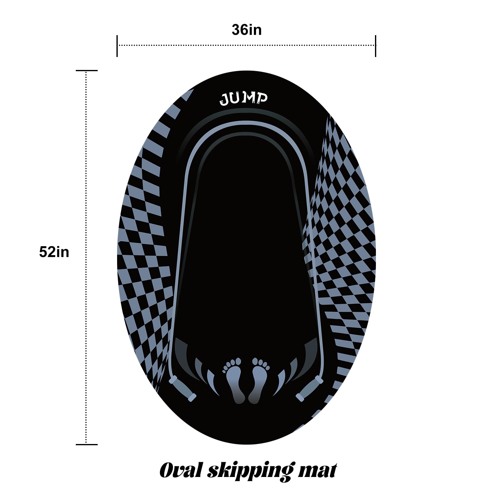 Jump Rope Mat Outdoor Indoor, Oval 52'' x 36'' Non-slip Fitness Exercise Mat, 5mm Shock Absorption Extra Thick Design, Suitable for Home Gym Floor, Concrete Jump Roping