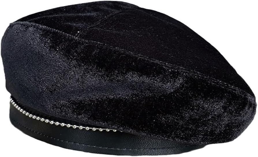 Women Leather Winter Hat Chain Hat Painter Berets Caps for Ladies Girls Hats Trendy Hat Beret