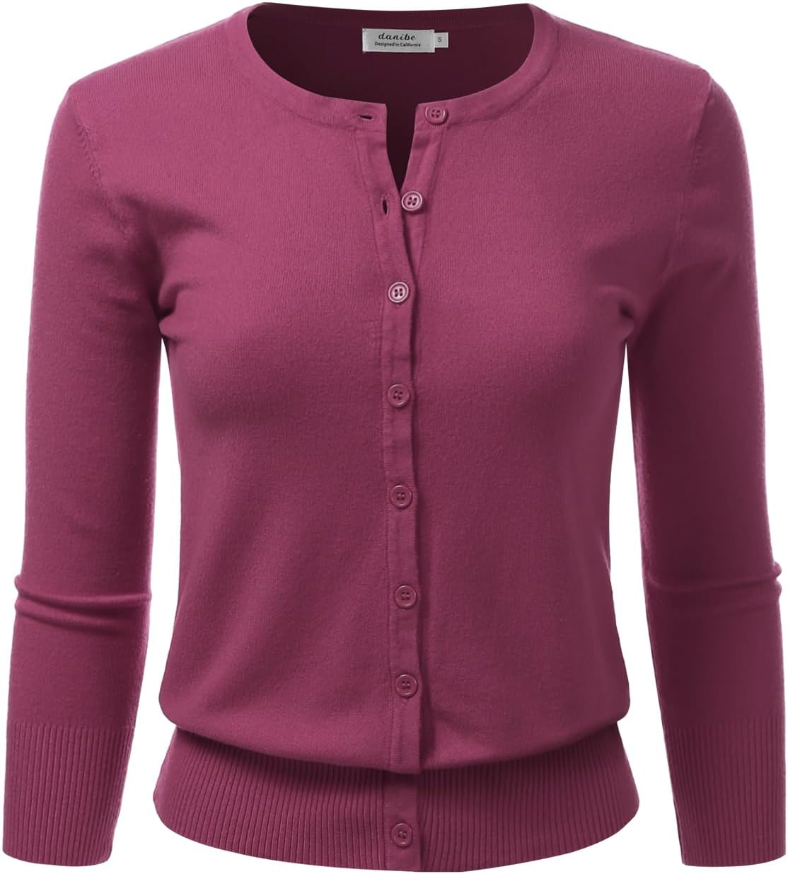 Women's 3/4 Sleeve Crewneck Button Down Knit Sweater Soft Cardigan (S-XXL)
