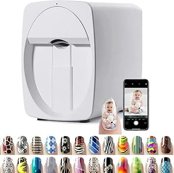 Smart Nail Art Printer,3D Automatic Manicure Printer,Photo Pattern Printing Nail Film Printer, Automatic Smart,Printing and Rying as One,Nail Printer Professional Nails Art Equipment,White