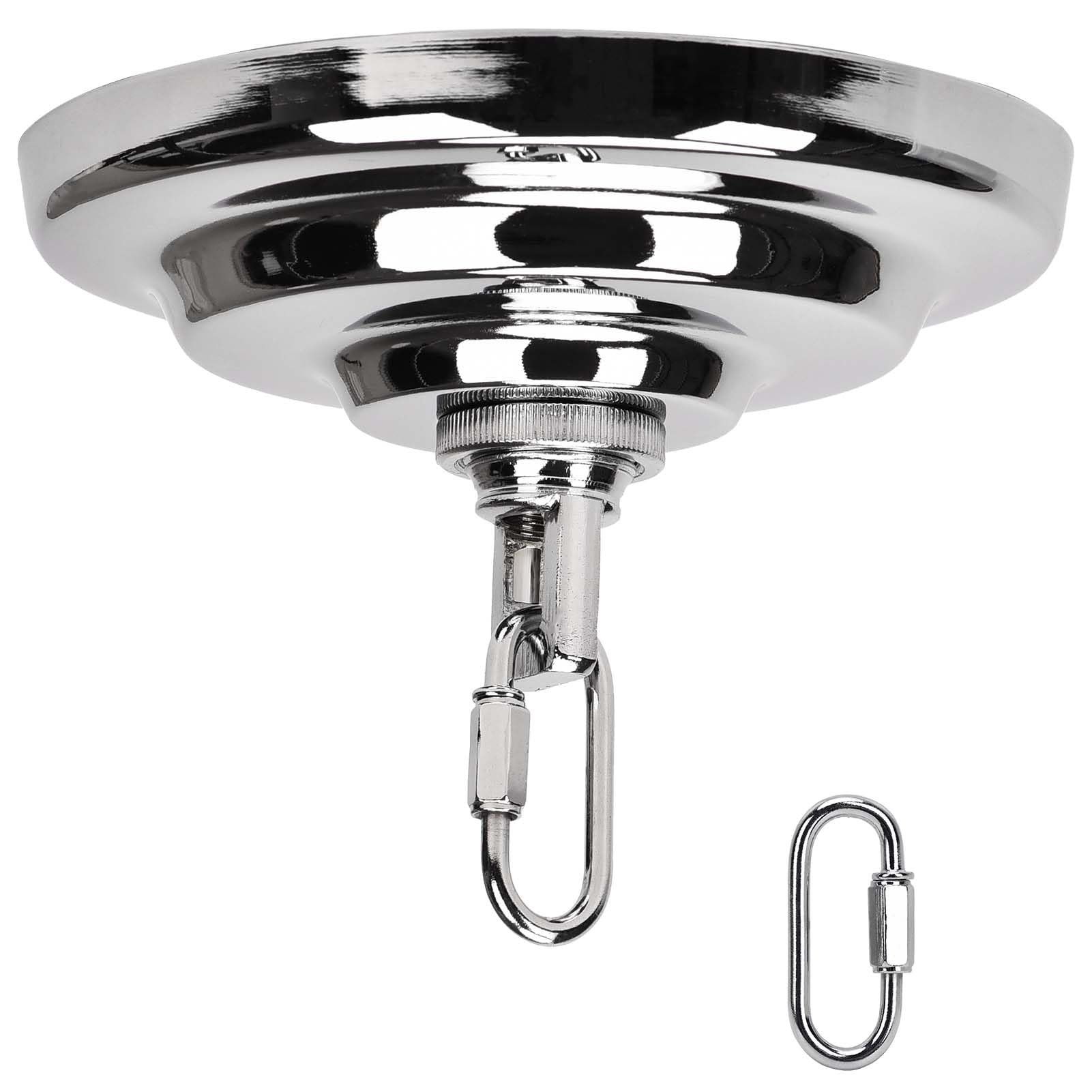 KC&KST 5" Ceiling Light Cover Plate Canopy Kit - Heavy Duty, Black Steel Cover for Chandelier/Pendant/Swag Light, Includes Loop, Cross Bar and Mounting Screws (Silver)