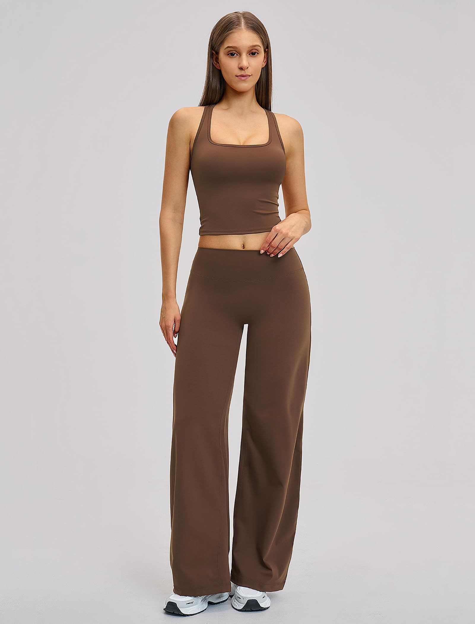 Set sportivo da donna, 2 pezzi, con gamba larga, per yoga e fitness | Vita alta, gamba larga, elasticizzato a 4 vie, per yoga, fitness, pilates e tempo libero
