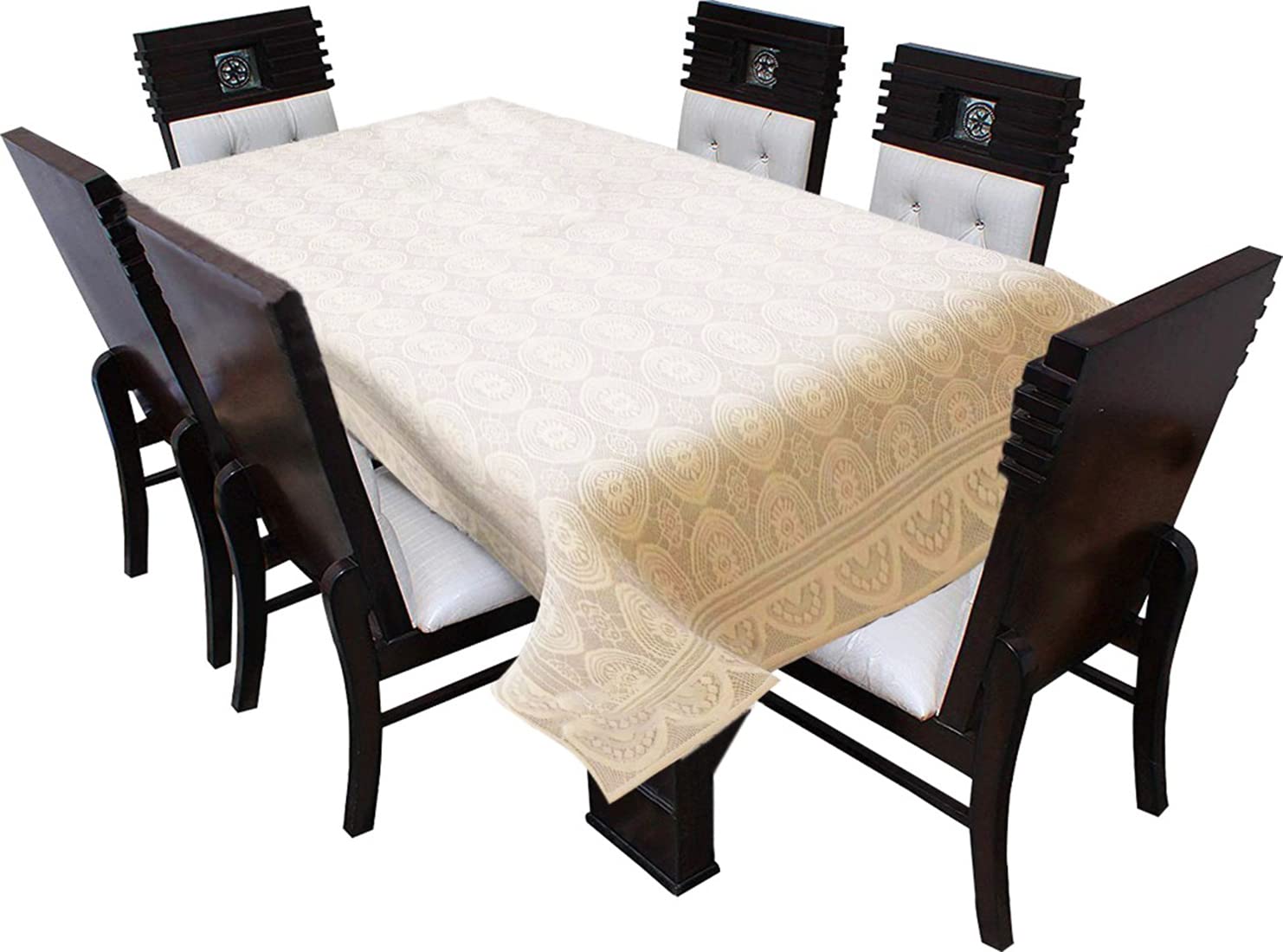HOMECROWN Cotton Blend 6 Seater Dining Table Cover Net Fabric Rectangular Table Cloth Cover for 6-8 Seater Table (Cream Color, 60X90 Inches, Pack of 1) HOMECROWN Cotton Blend 6 Seater Dining Table Cover Net Fabric Rectangular Table Cloth Cover for 6-8 Seater Table (Cream Color, 60X90 Inches, Pack of 1)