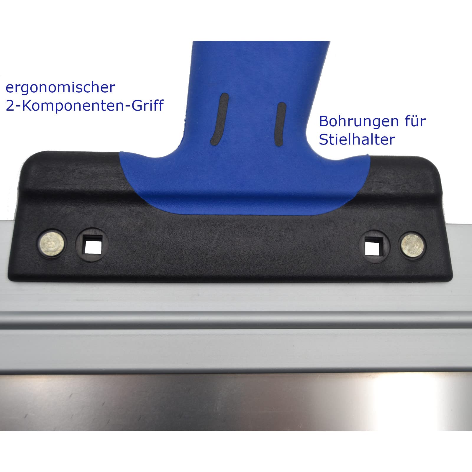 DEWEPRO Breitspachtel 500 x 95 mm aus Edelstahl – Flächenspachtel mit 0,4 mm Blattstärke – Ergonomischer 2K Softgriff & Aluprofilhalter für Trockenbau, Renovierung & Spachtelarbeiten