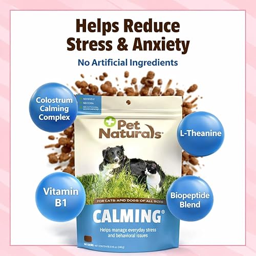 Vista 3 de Pet Naturals of Vermont - Calming, suplemento calmante de apoyo del comportamiento para perros y gatos, 160 bocadillos masticables