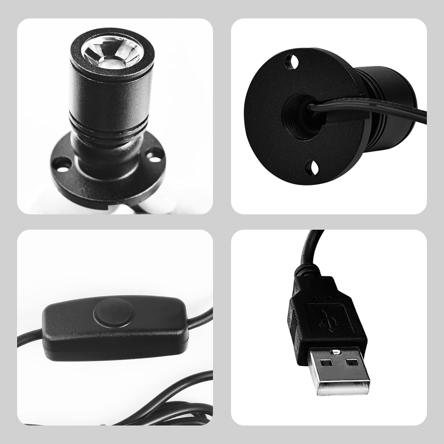 2Pcs LED Spotlight, 6.6 Ft 5V 1W Rotatable Dimmable Mini USB Spot Light with Adhesive, Fit for Cabinet Porch Painting Picture Plants Jewelry Showcase Model Display Shelves (Natural Light 4000K)