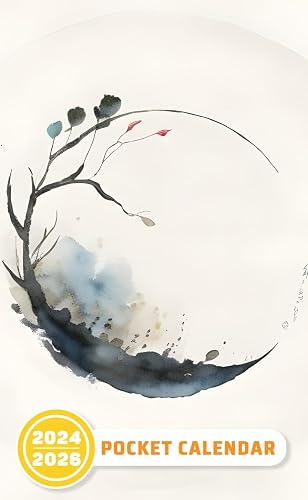 Pocket Calendar 2024 - 2026 With Moon Phase: Three-Year Monthly Planner for Purse , 36 Months from January 2024 to December 2026 | Japanese style | Nature symbol