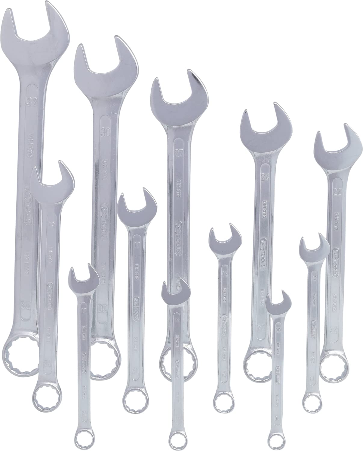 KS Tools 517.0085 Zestaw kluczy płasko-oczkowych, z odsadzeniem, 12-szt10-32mm