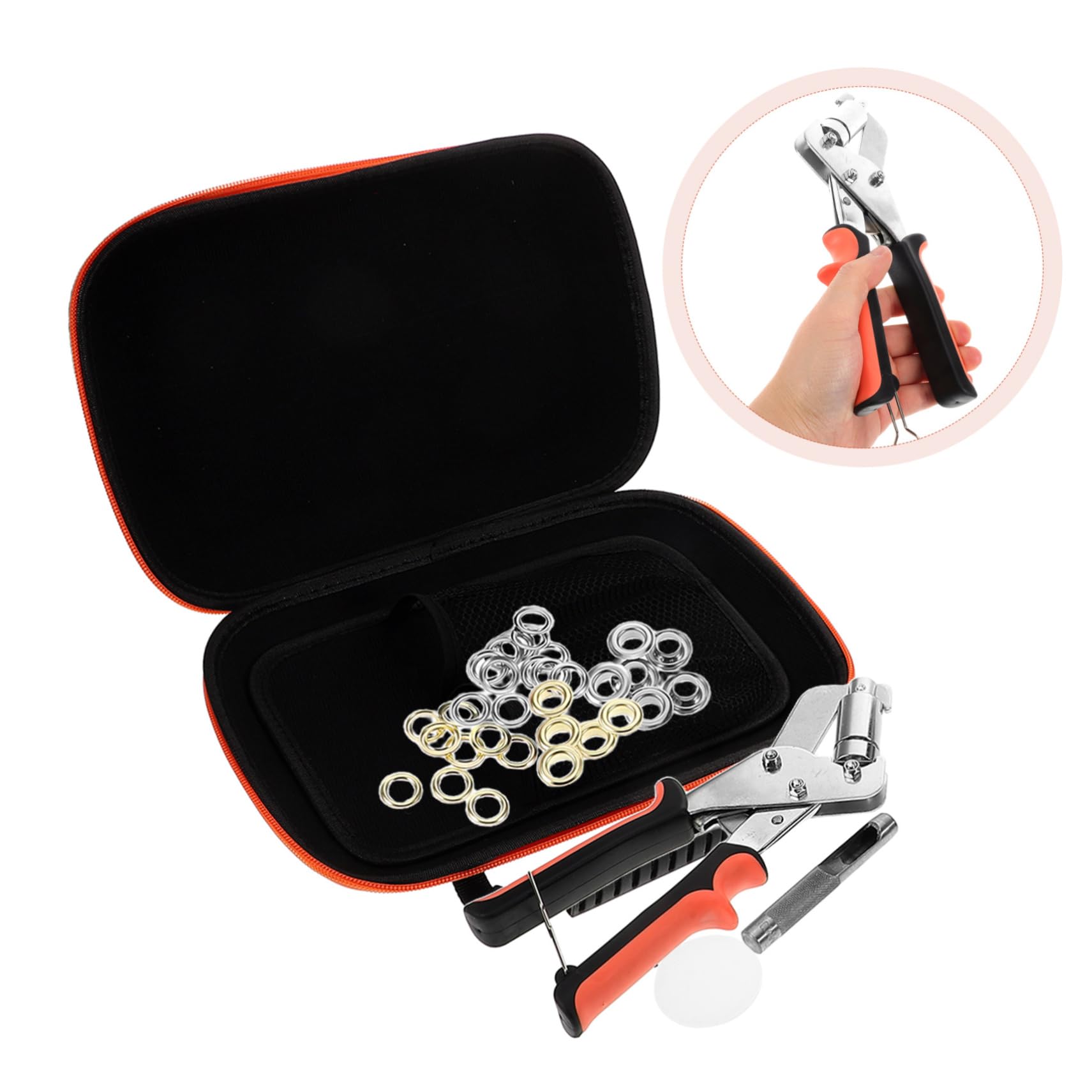 Operitacx Kit de Herramientas para Ojales Perforador de Metal y Tela Juego de Alicates Portátiles para Manualidades Bolsa Herramienta de Instalación para Seguridad y Reparación
