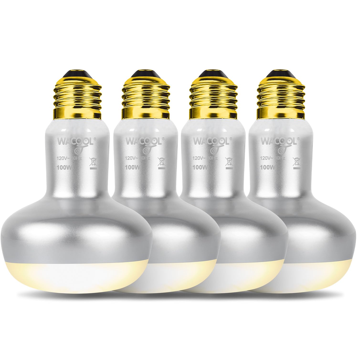 WACOOL 4 Pack Heat Lamp Bulbs for Reptiles, 100W Intense Basking Spot Lights, Simulate Daytime Sunshine Heat Bulbs, UVA Daylight Heat Lamp for Bearded Dragon, Lizard, Turtle, Tortoise, Gecko