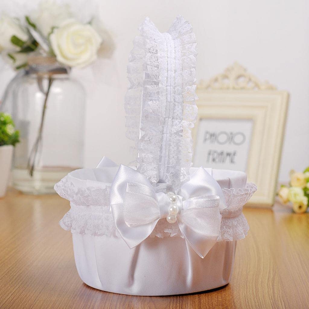 Lace Ribbon Bowknot Fresh Sweet Romance Flower Basket Flower Girl Basket-image-5
