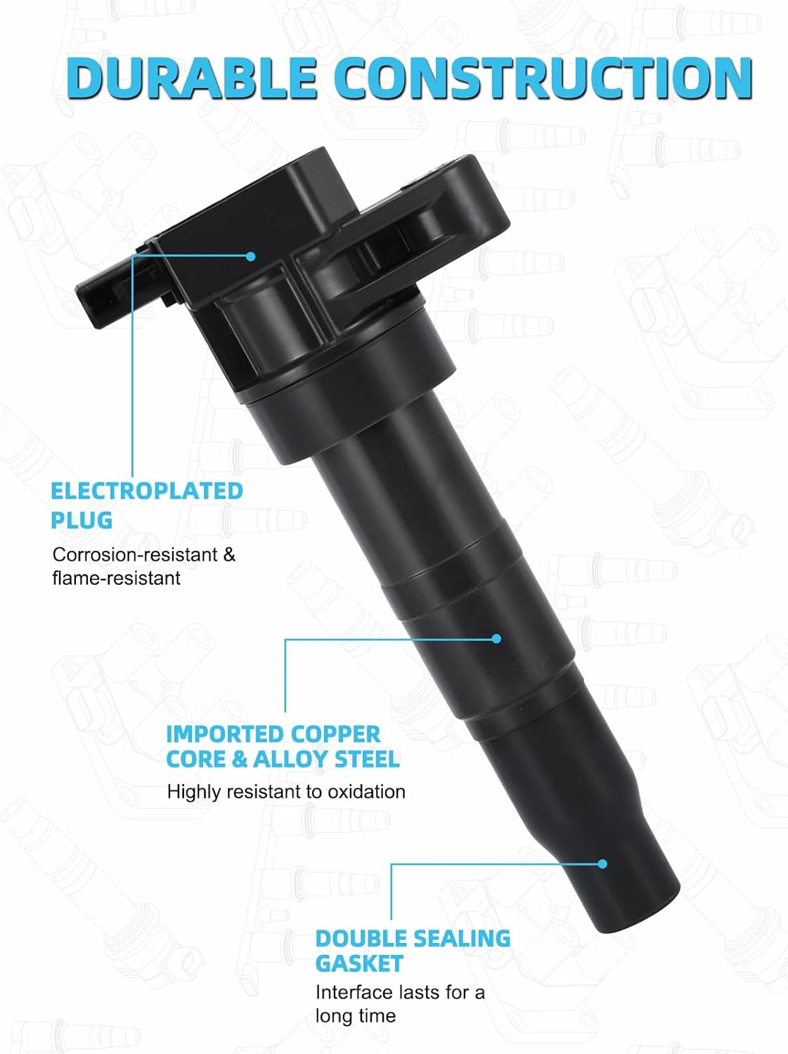 Set of 6 UF546 Ignition Coil Pack & Iridium Spark Plugs (3.3L 3.5L 3.8L) For Hyundai Azera Santa Fe Genesis Sonata, For Kia Sedona Sorento Cadenza K900 Replaces# 5C1587 7090 27301-3C000