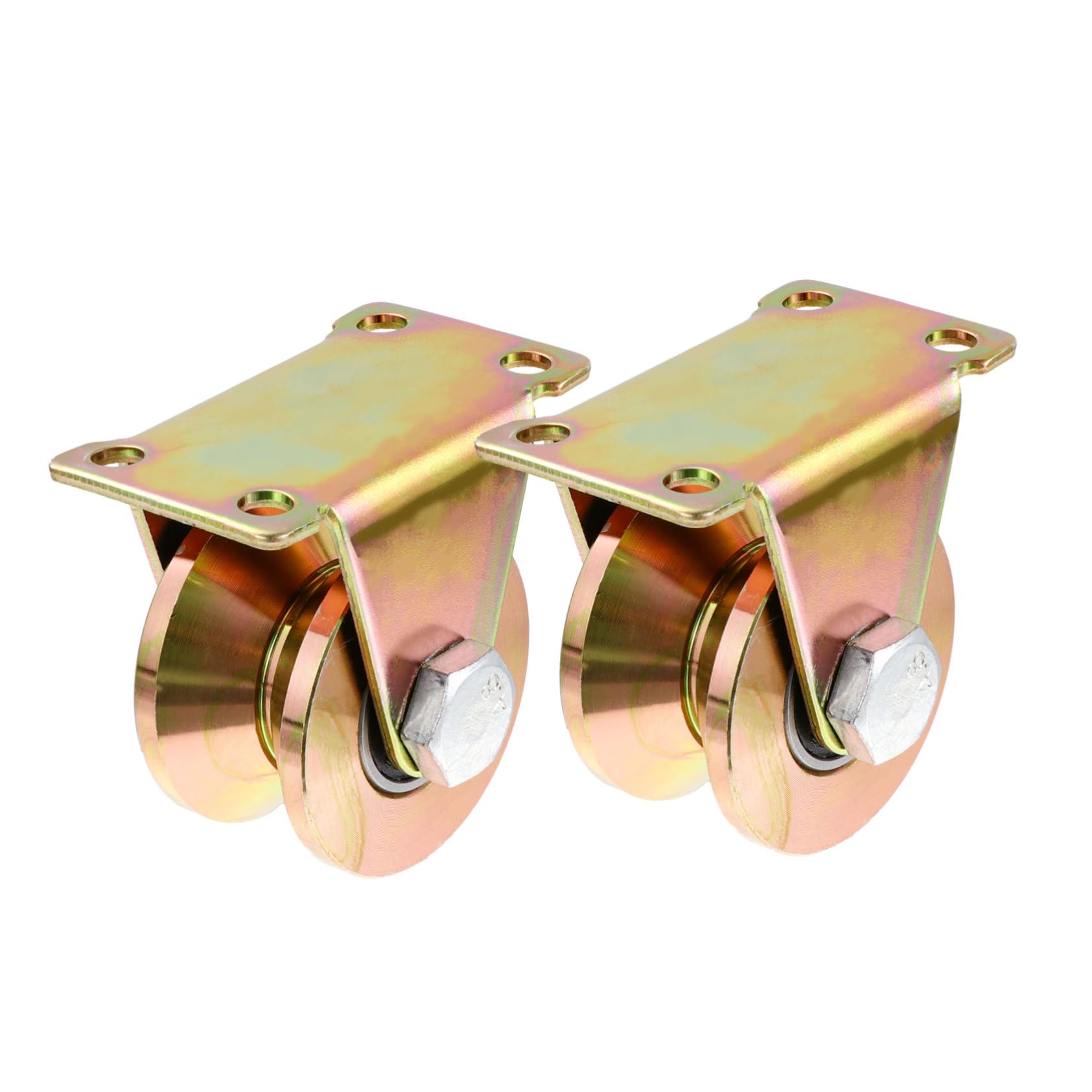 HAWILLOSCH 2pcs Heavy Duty Steel Rail Pulleys V-Type Blocks Track Rollers for Gates