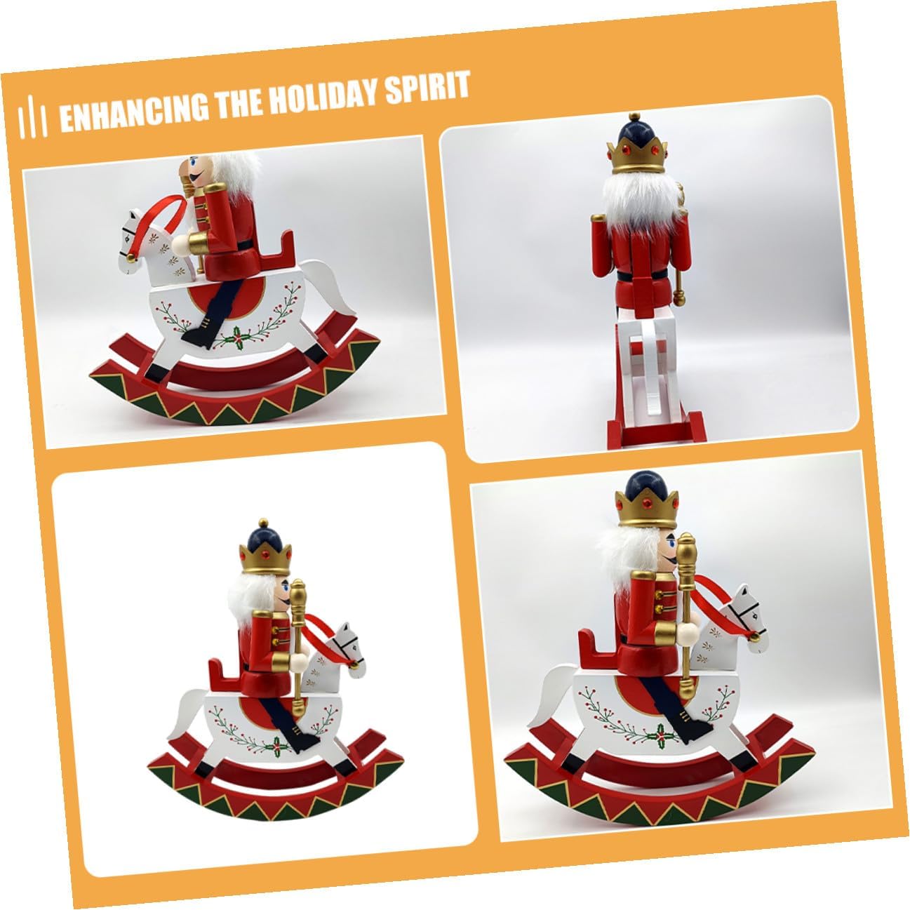 GARVALON Christmas Wooden Nutcracker Soldier Figurine Large Crimson Surface Ornament Decorative Nutcracker Christmas Collectible for Home Holiday Party Display