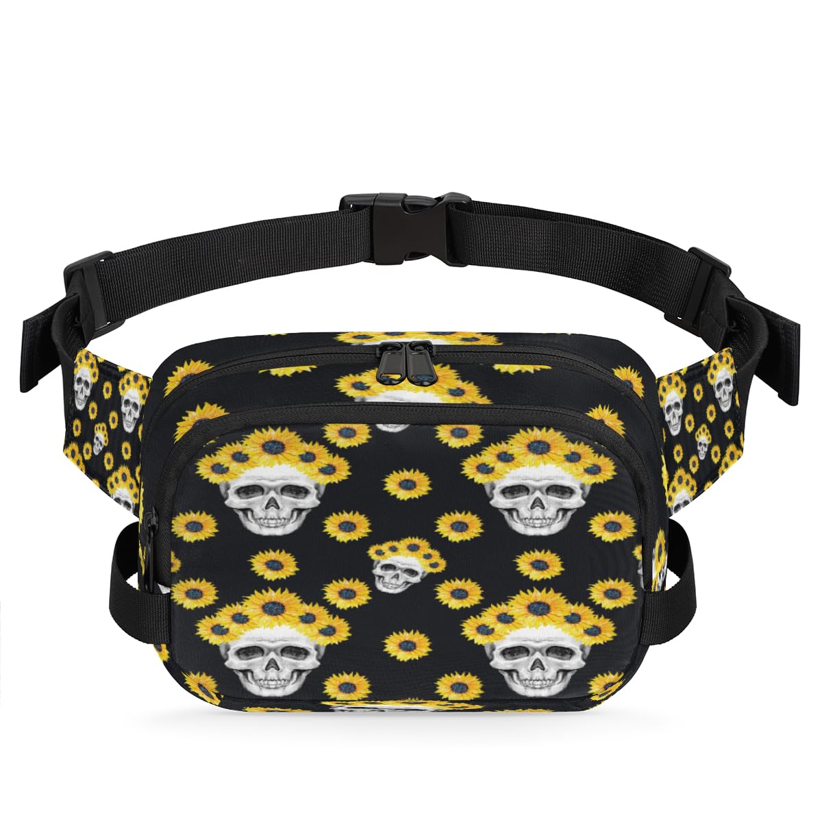 Exnundod Bauchtasche Mit Tulpen & Totenkopf-Muster – Wasserdicht, Verstellbar – Für Wandern, Laufen, Reisen – Farbe 6