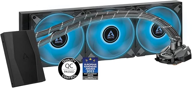 ARCTIC Liquid Freezer II 420 RGB (incl. Controller) - Multi-compatible all-in-one CPU AIO water cooler with RGB, efficient PWM-controlled pump, fan speed: 200-1900 RPM, LGA1700 compatible