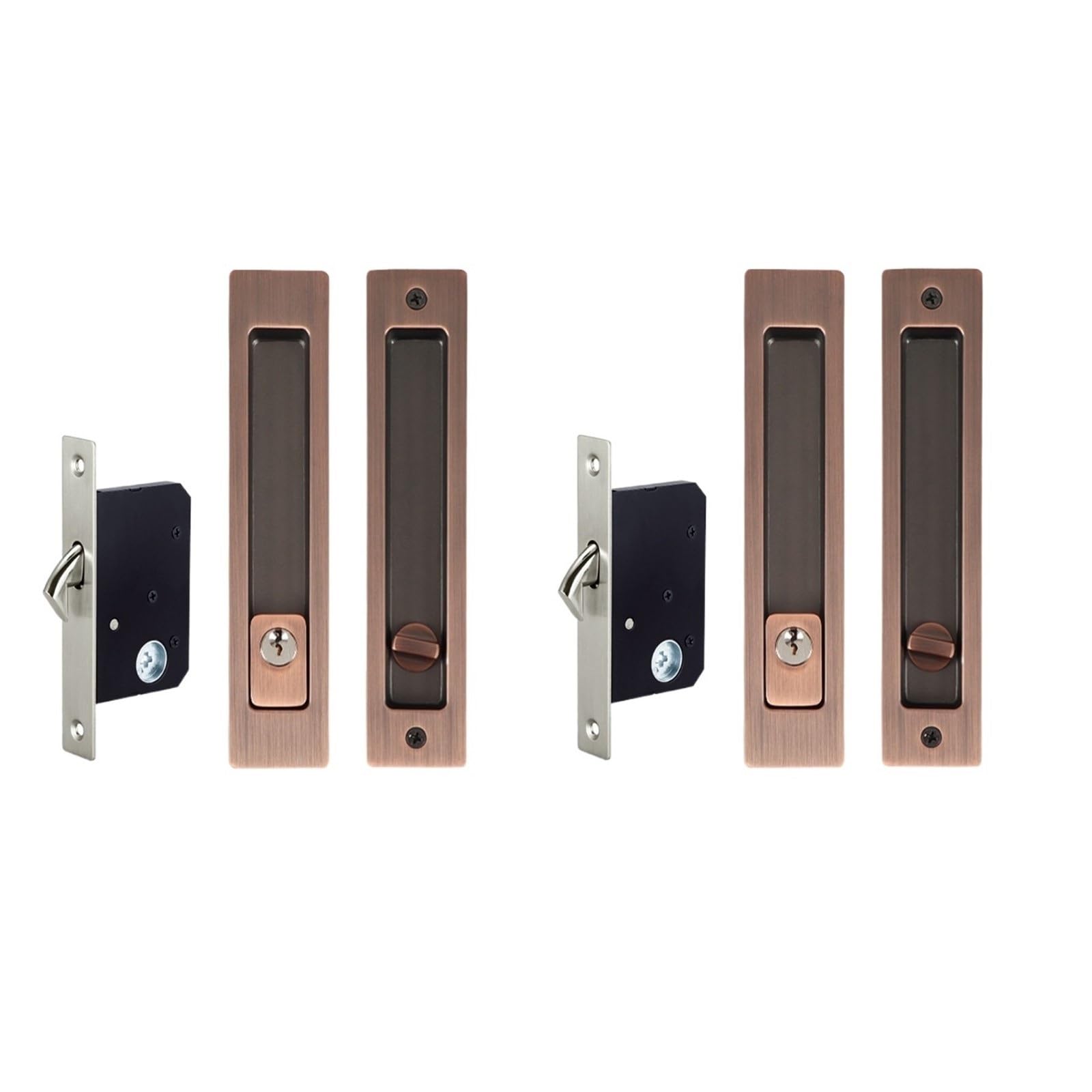 Wtgyxfdhdt Red Bronze 2Pack Keyed Patio Slidingset Invisible Recessed Handle Latch Pocket(Red Bronze)