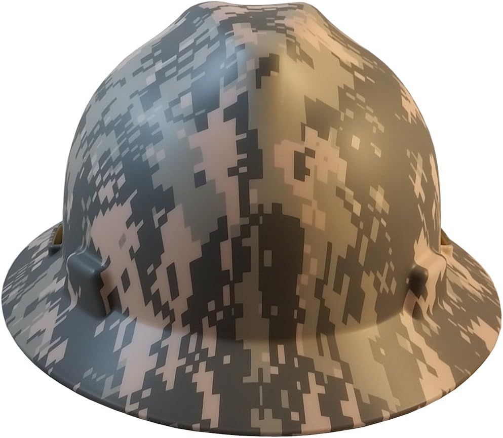 MSA Full Brim Patriotic Hard Hat w/ACU Camouflage Pattern - One Touch Suspension