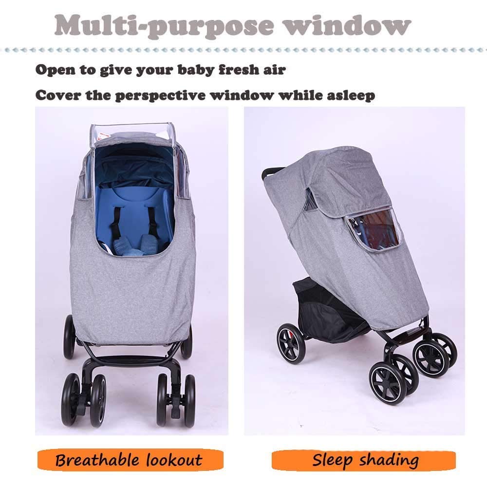 Housse De Pluie Pour Poussette BAYINBROOK - Imperméable PMMA Transparent - Protection Vent/Pluie Avec Fenêtres