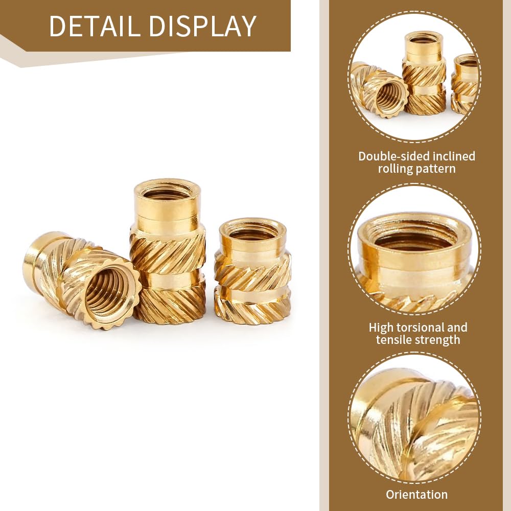 Threaded Insert, Pack of 50 M6 x 10 x 8 mm C3640 Brass Heating Insert, Press-in Nut - Image 3
