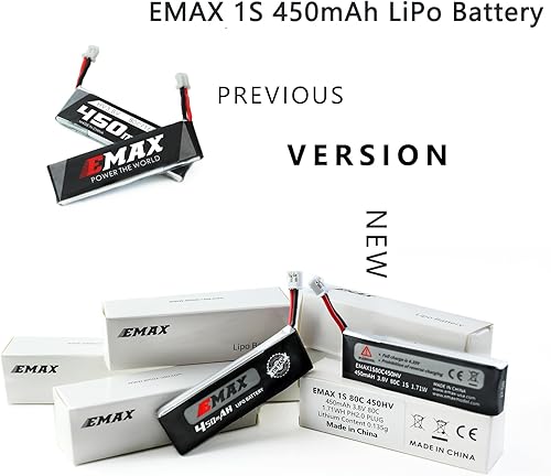 Miniatura 4 de SoloGood 6 unids EMAX 450mAh 1S LiPo Batería 3.8V HV 80C Tinyhawk Whoop Baterías PH2.0 para 1S Micro FPV Racing Drone EMAX Quadcopter