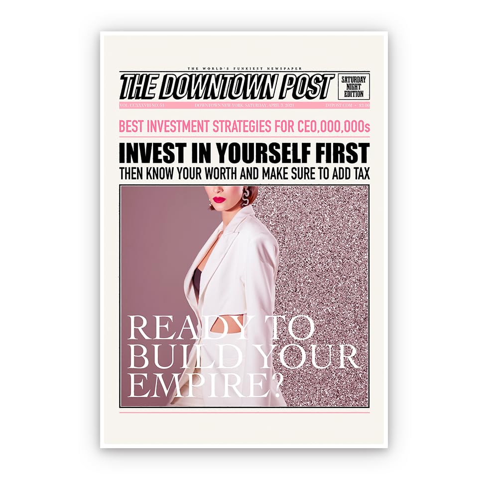 Funky Canvas Trendy Wall Art InvestIn Your self Poster Funny The Downtown post Indie Room Decor Pink Girly Wall Art Aesthetic Print Painting Music