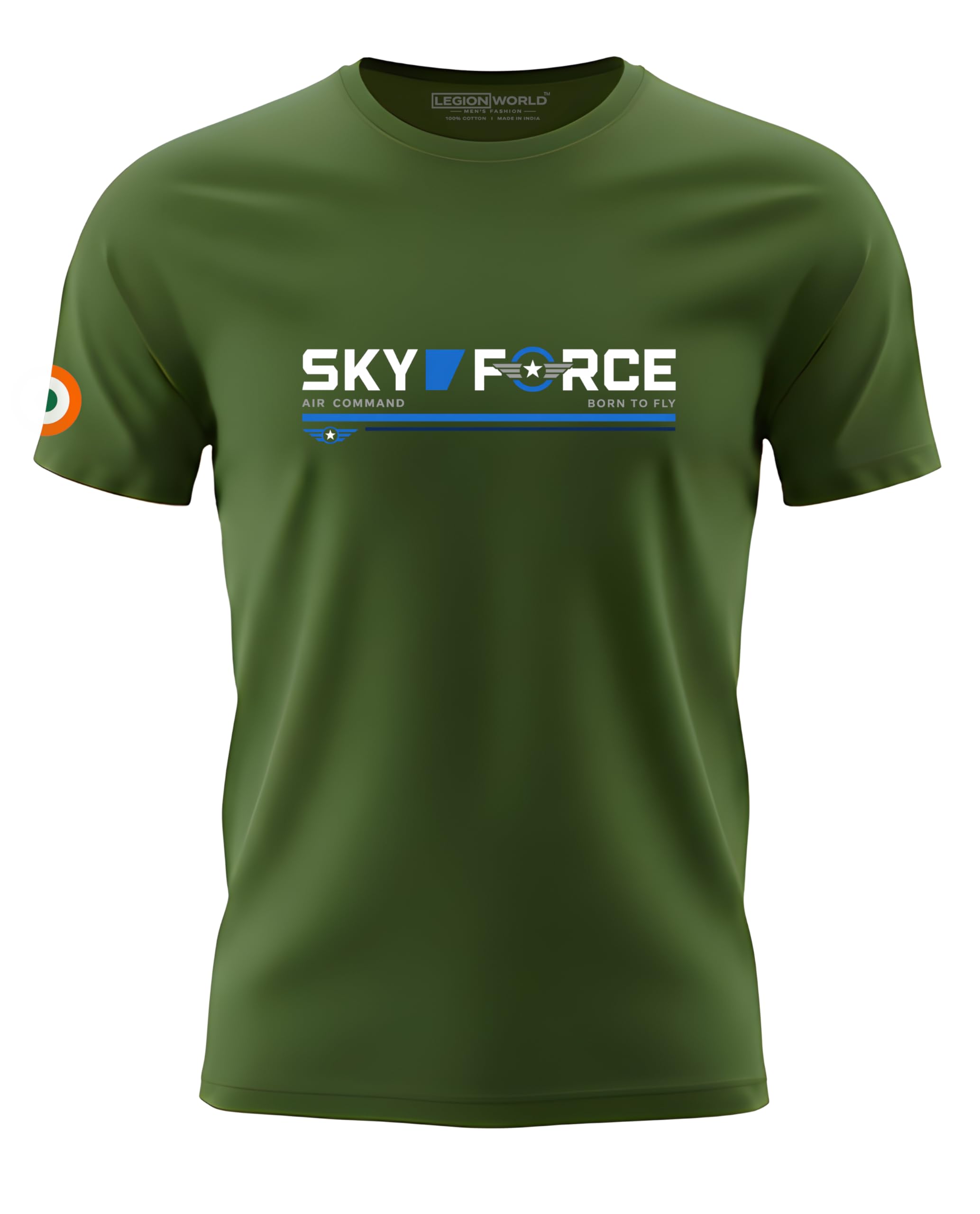 Men Sky Force Printed T-Shirt | 100% Pure Cotton 180 GSM | Round Neck Half Sleeve Regular Fit Air Force Graphic Casual T-Shirt for Men-image-23