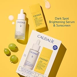Caudalie Vinoperfect Dark Spot Brightening Serum & Vinosun Daily Mineral Sunscreen for Face, Broad Spectrum SPF 50 Lotion - Skin Care Set
