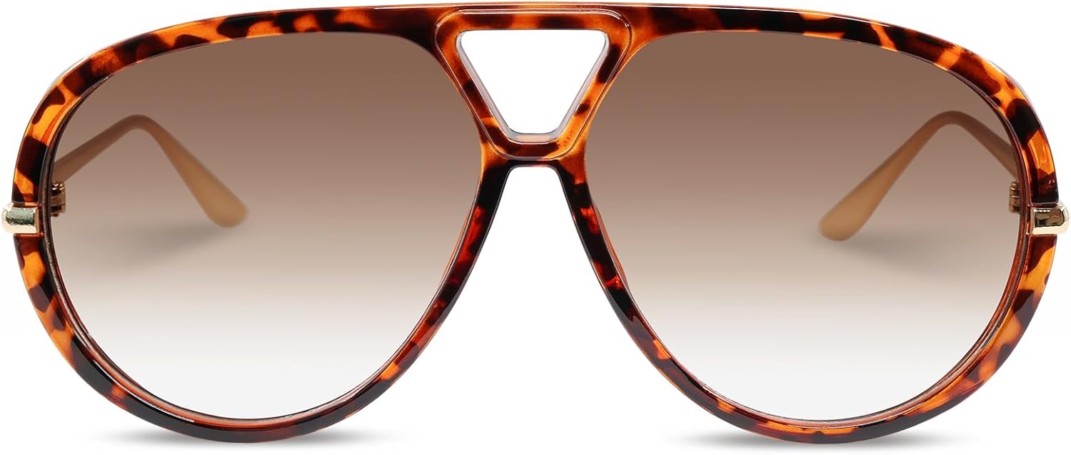 Retro Polarized Aviator Sunglasses for Women Men Oversized Classic 70s Trendy Square Sun Glasses Vintage Shades