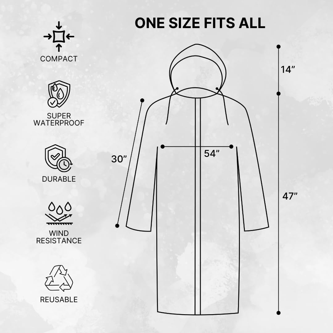 Citizen Eco-Friendly EVA Poncho Raincoat for Men & Women, Lightweight Waterproof Coat with Hood, Adjustable Drawstring, Button Closure Reusable & Durable Outdoor Rainwear-Grey 3