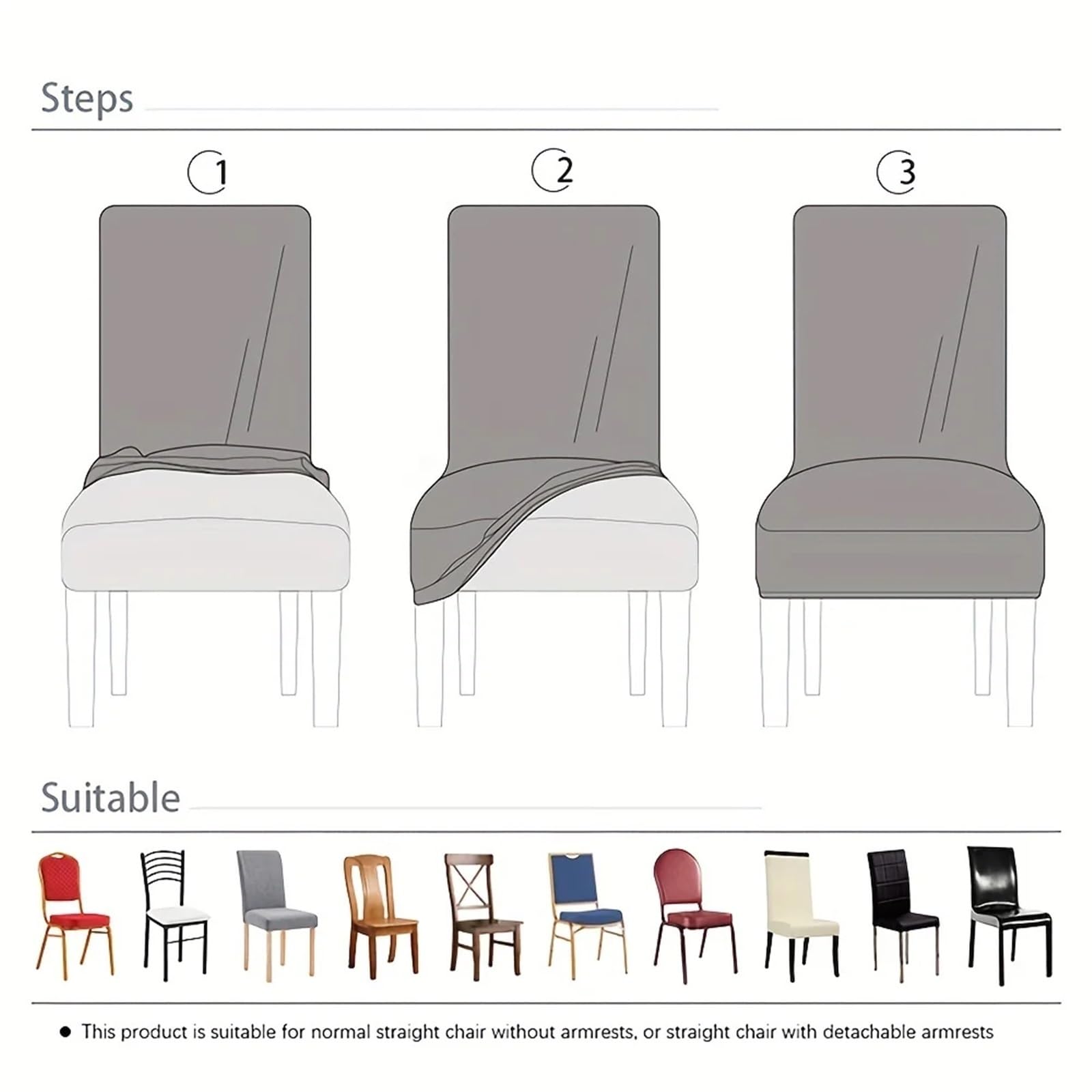 Fundas para sillas, Silla de comedor elástica for asiento cocina, hogar, hotel, banquete, sala estar, oficina, recepción(4776lake Blue)