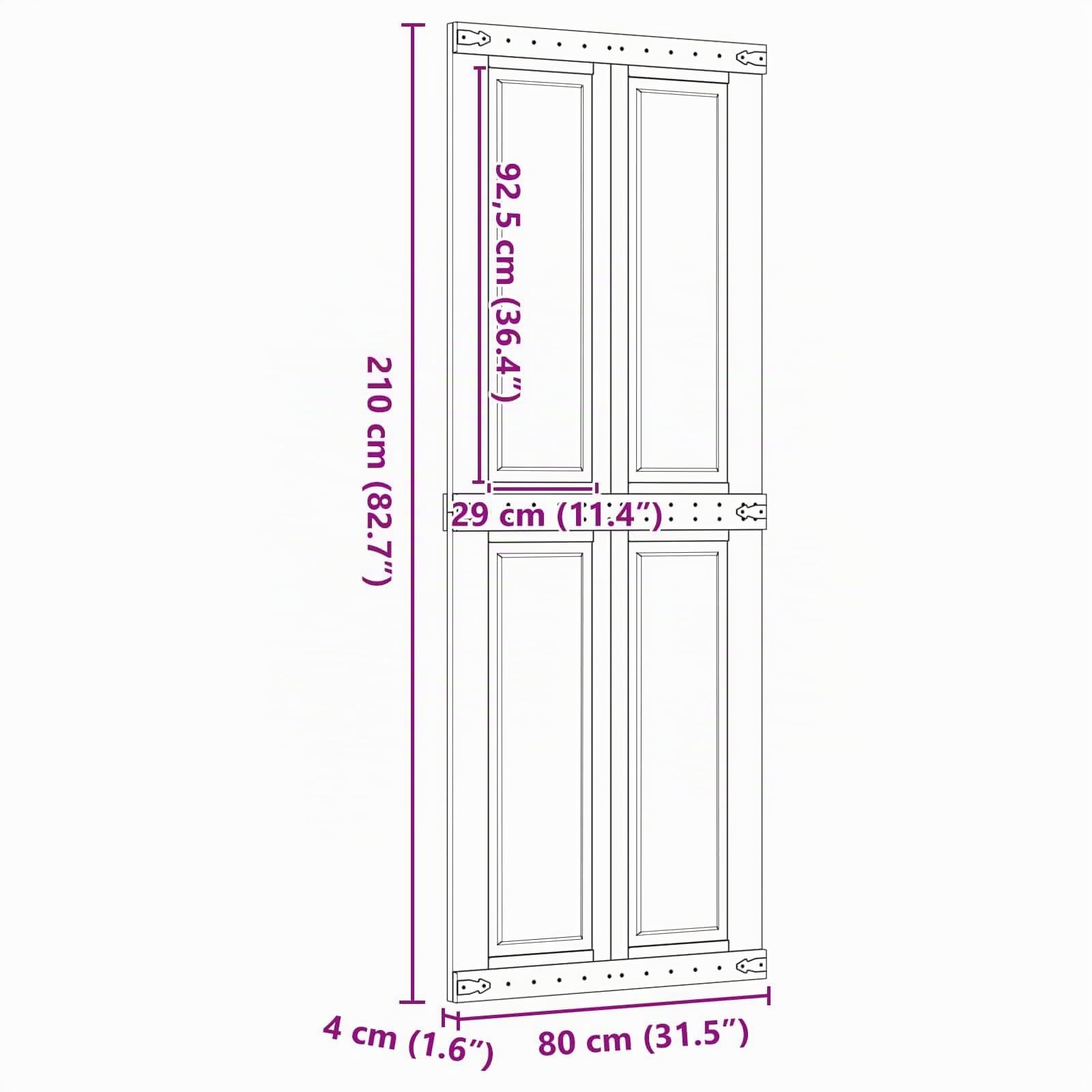 vidaXL Porta del fienile CORONA 80 x 210 cm Legno Massello di Pino
