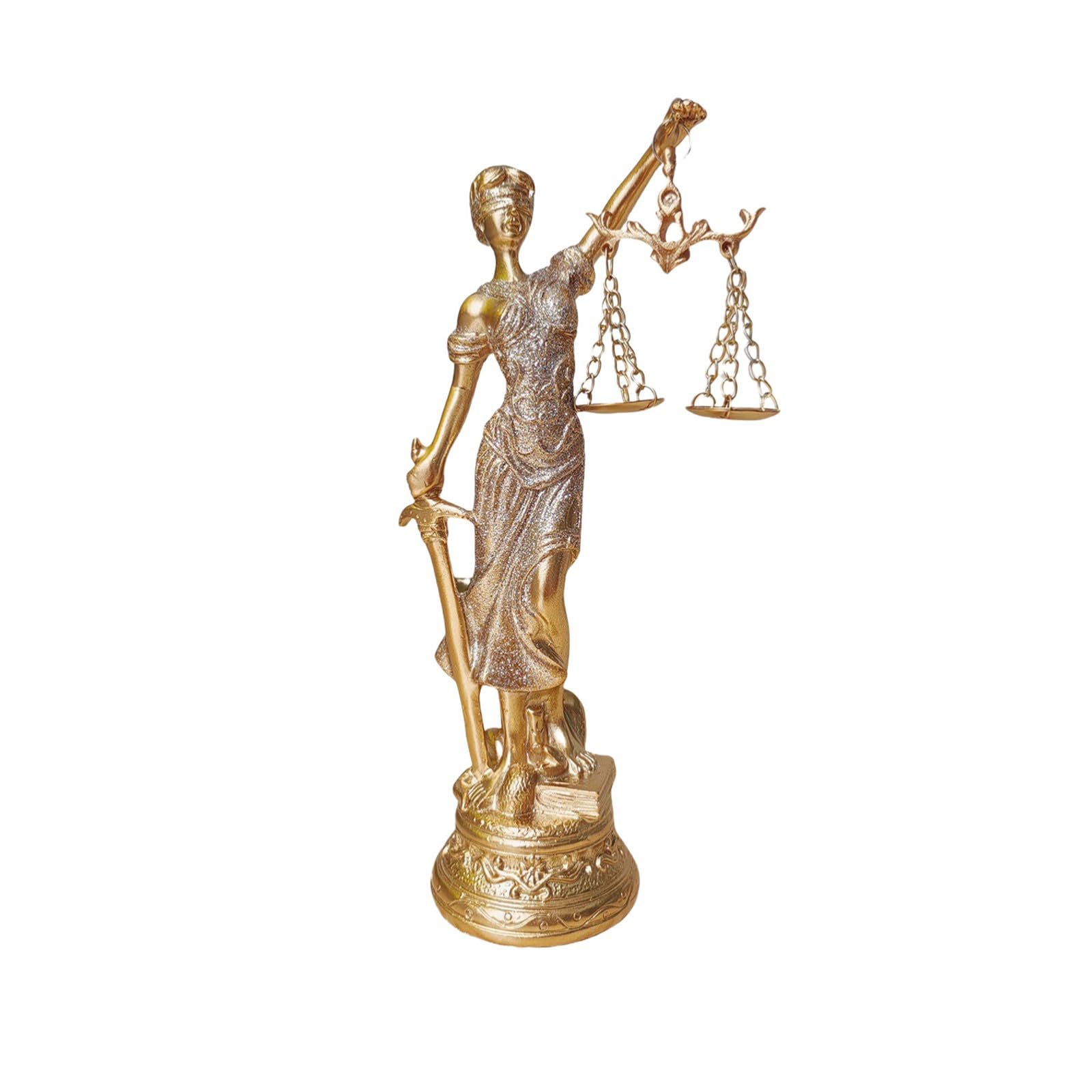 Uitndvyte Gold Elegant Resins Lady Justices Statue Blindfolded Law Lady Sculpture With Scale Fairness Figurine For Home Shelf Decors Fairness Symbol Figurine