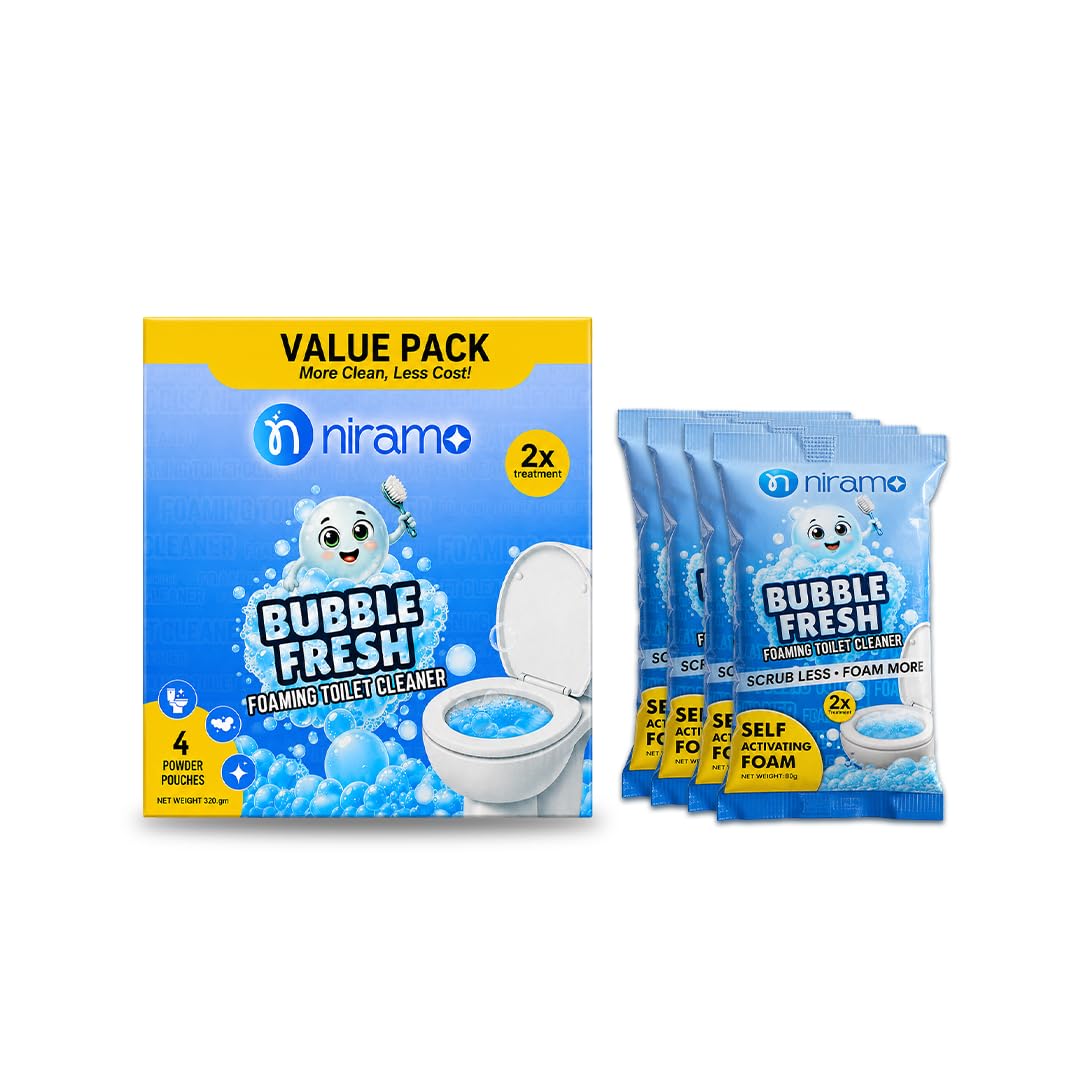 Niramo Bubble Fresh Toilet Cleaner (Pack of 4 x 100g) | Foam Action Bathroom Cleaner | Removes Tough Stains, Limescale & Odour | Multipurpose Toilet, Tiles & Basin Cleaner | Value Pack (400g)-picture-32