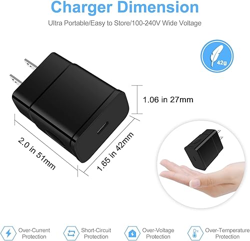 Miniatura 7 de Cargador súper rápido tipo C, cargador de pared USB C de 25 W de carga rápida para Samsung Galaxy S25 Ultra/S24 Ultra/S23 Ultra/S22 Ultra/Z Fold 7