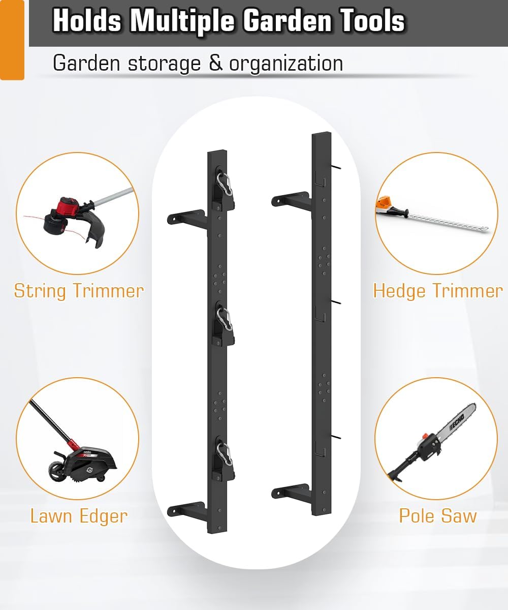 Koutemie Weed Eater Rack for Enclosed Trailer, 3 Place Open Trailer Weedeater Racks Hanger with Lockable Hasp, Trimmer Rack Holder Wall Mount Landscape Trailers Bed for Enclosed Trailers Accessories