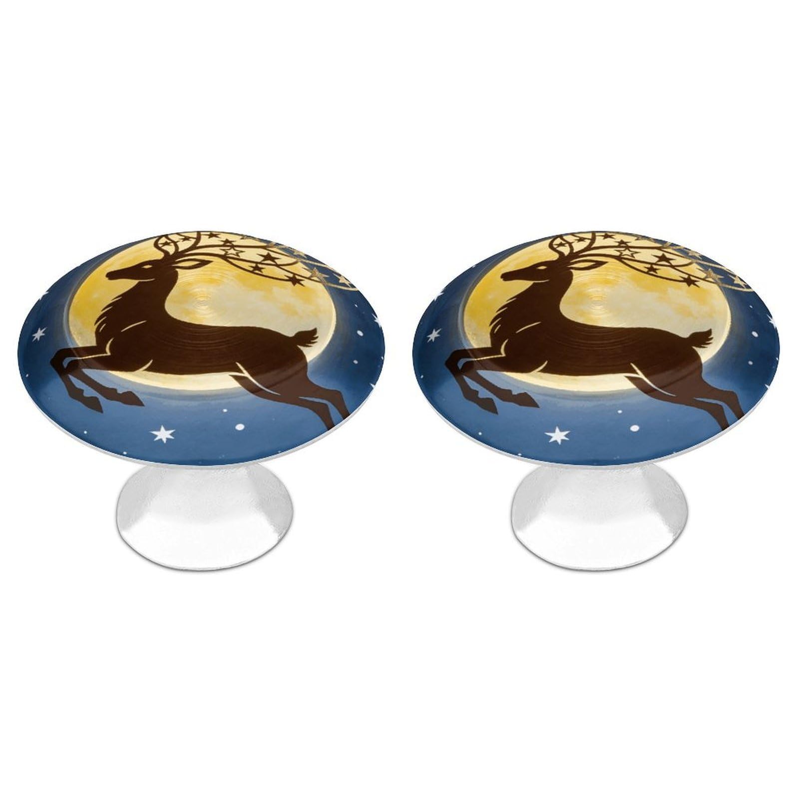 Vstadank Style The Star Deer Treads On The Moon Cabinet Knob 2 Pack Round Drawer Pull Kitchen Cabinet Hardware Stainless Steel Dresser Drawer Knob Simple Cabinet Pull For Dresser Closet Door Knobs Cupboard