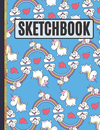 Sketchbook: Hearts, Rainbows, Clouds and Unicorn Sketchbook (Unicorn Gifts for Girls) image 3