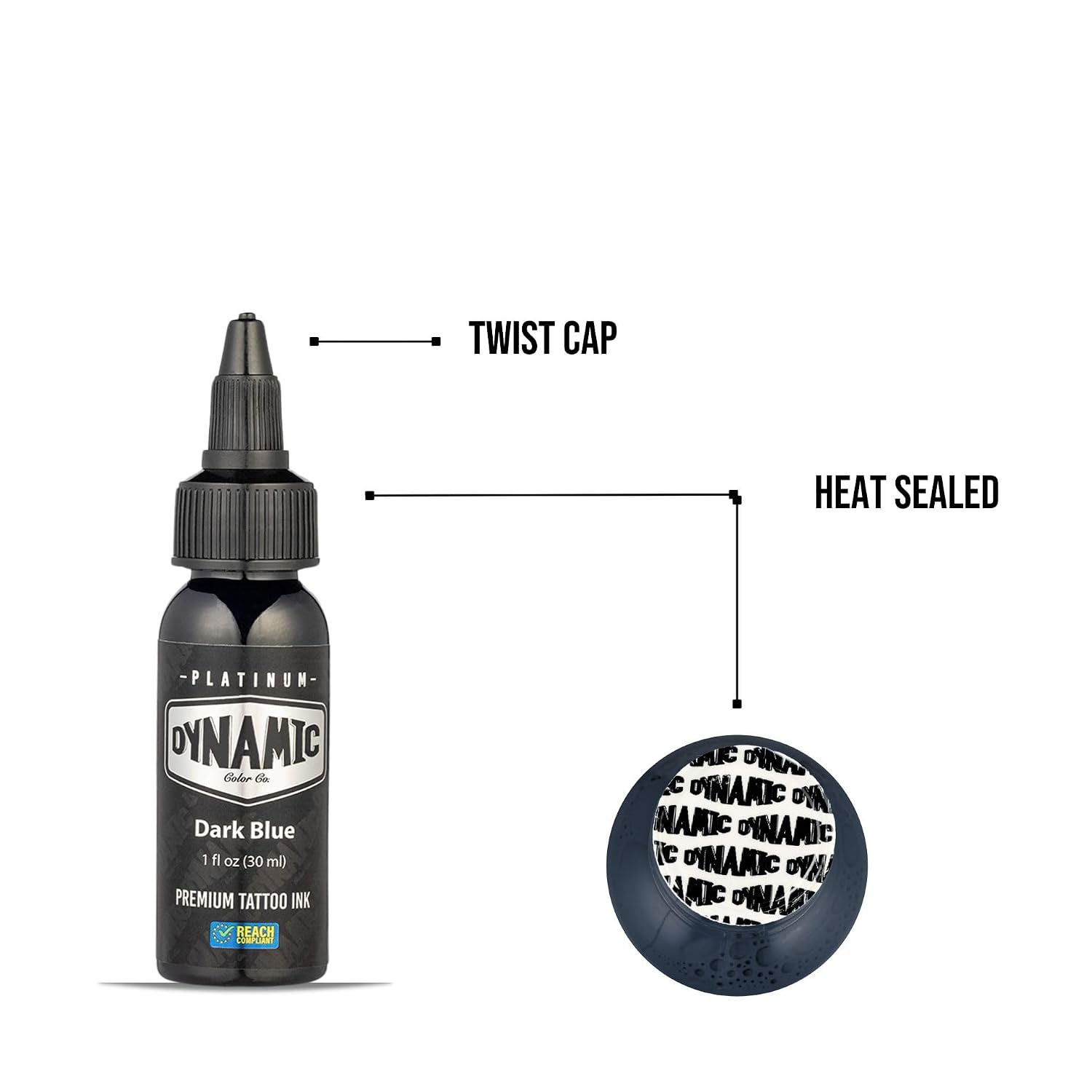 Dynamic Color Platinum Dark Blue Tattoo Ink, Made in Spain, 1 oz | Sterilized, lot-numbered, and REACH compliant; vegan and never tested on animals; trusted by artists worldwide