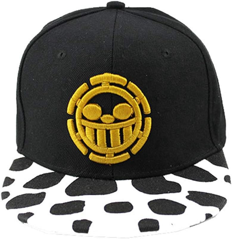 Unisex Hot Japan Anime Law Flatbrim Cap Cotton Baseball Cap Snapback (Black 1, Free Size)