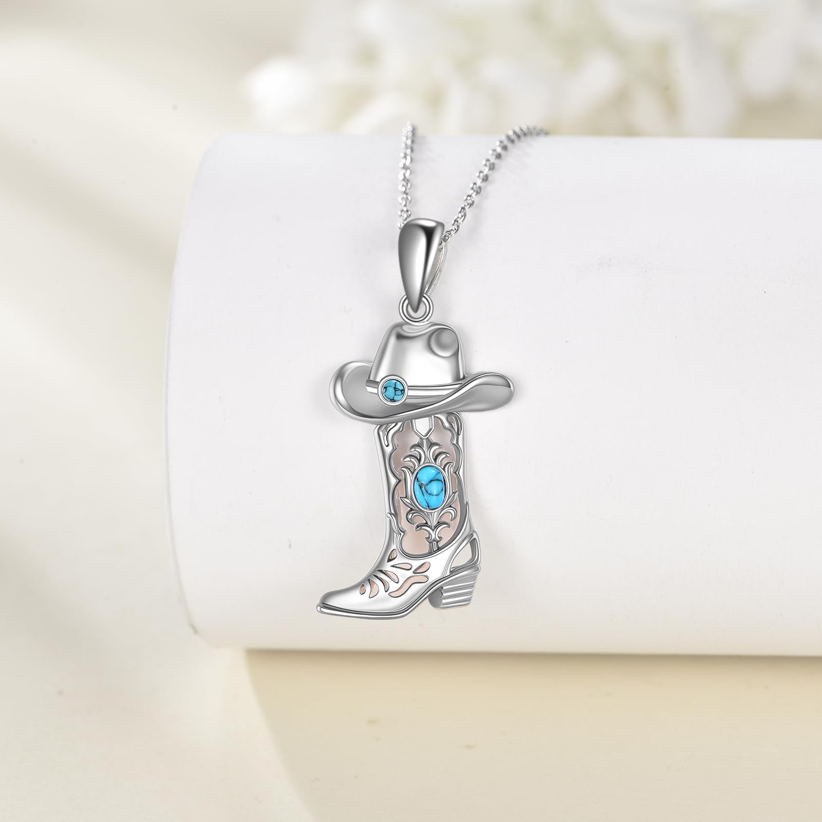 YFN Collana con ciondolo a forma di barca, in argento Sterling e turchese, per uomo e donna