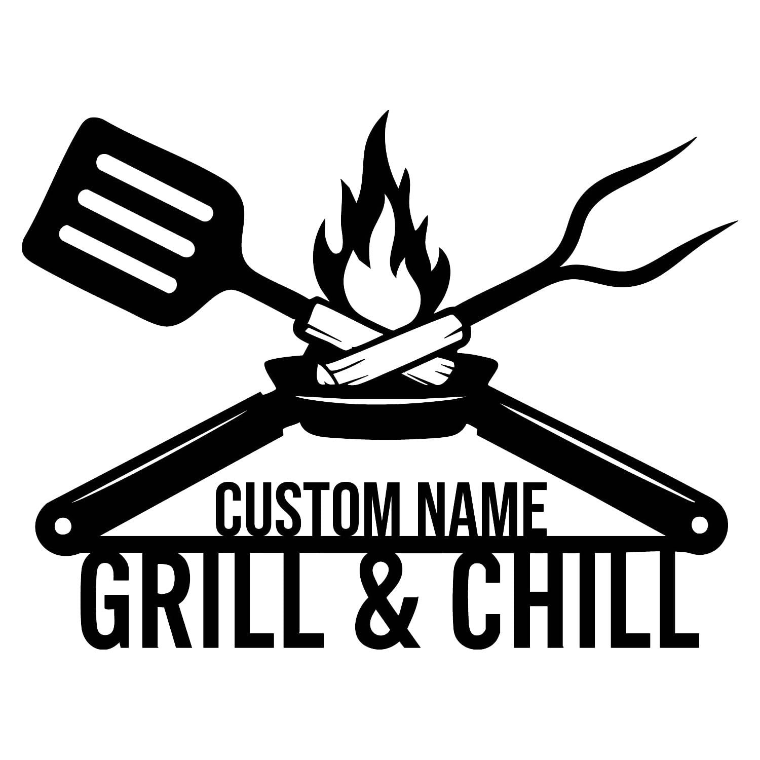 Catannya Style-3 Personalized Bbq Metal Sign, Custom Grill & Bar Name Sign With Est Year, Outdoor Barbecue Decor For Patio, Backyard Or Man Cave, Gift For Dad (Style-3)