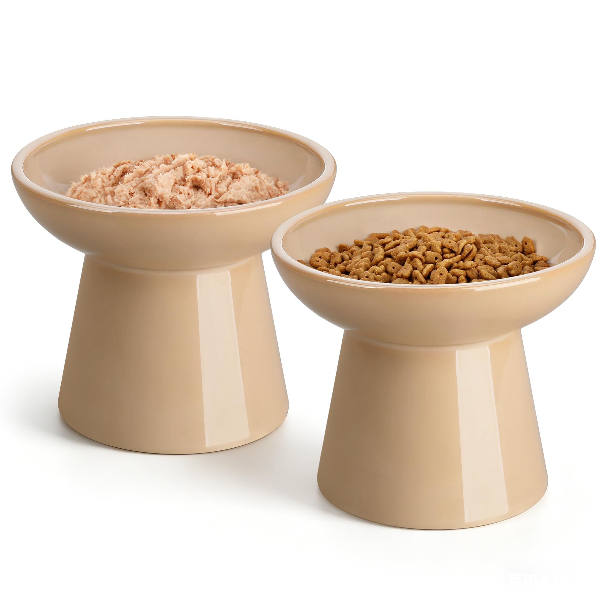 vancasso 2-Pack Elevated Cat Food Bowls, 6.2" Wide Shallow Cat Feeding Dish