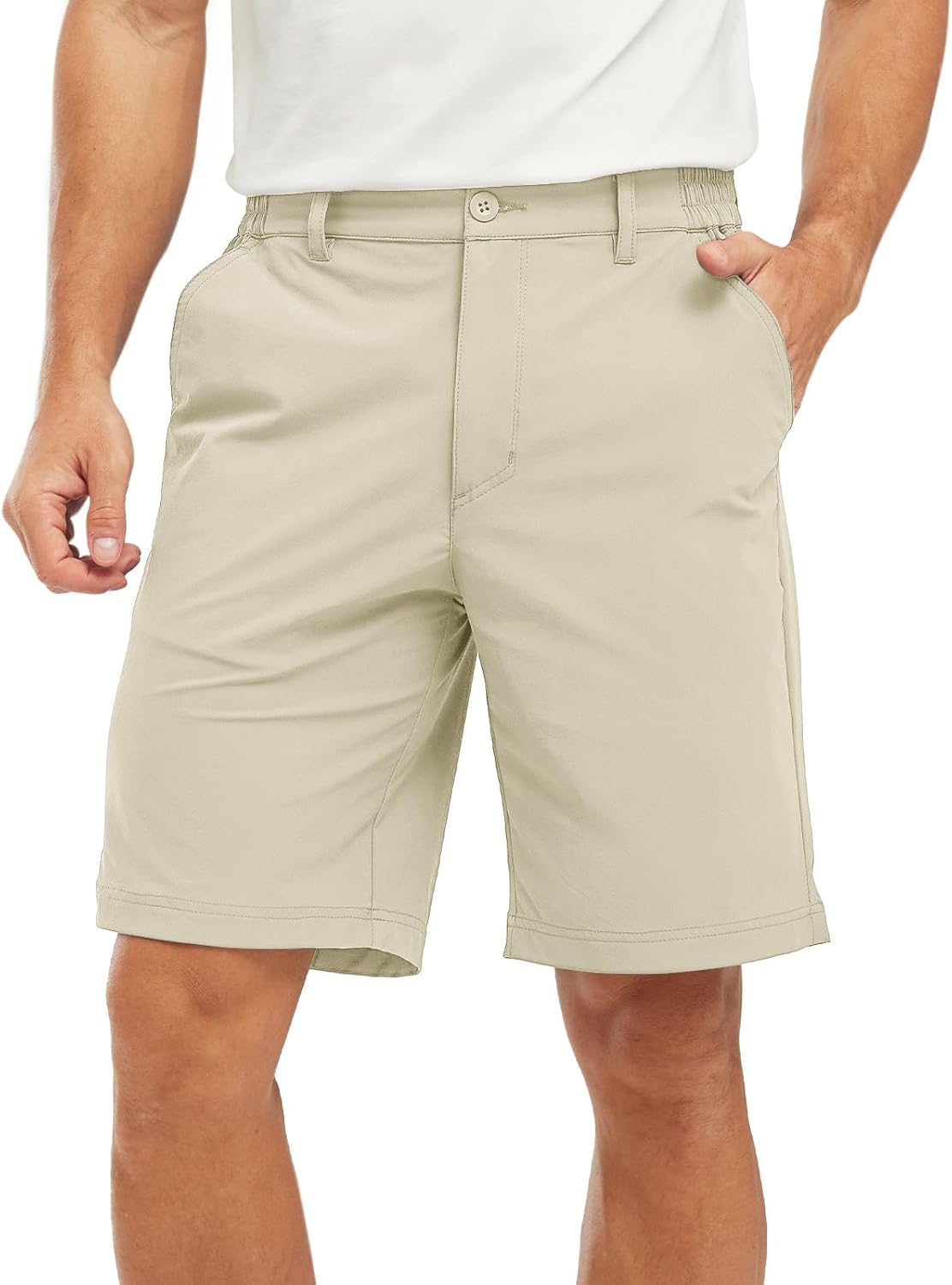 TBMPOY Men’s Shorts Golf 9″ Casual Elastic Waist Quick Dry Flat Front Travel Shorts with 5 Pockets