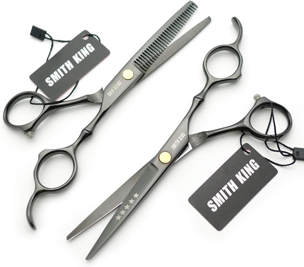 5.5 Inches Hair Cutting Scissors Set with Razor Combs Lether Scissors Case,Hair Cutting Shears Hair Thinning Shears for Personal and Professional (Grey)